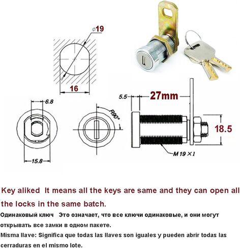 High Security Cam Lock for Cabinet Cash Box Safe Box Equipment Brass Key DIY Furniture Hardware Rarelock JA29 1Pcs(27mm Key Different) in Saudi Arabia