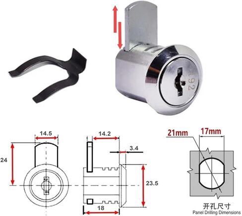 Moving Piece Cam Lock with Quick Clip for Cash Box Drawer Locker Metal Cabinet Airbox Lock MX16 1Pcs(B) in Saudi Arabia