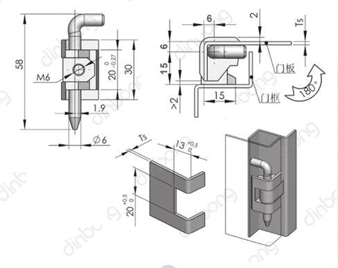 CL230 بطاقة مفصلية توزيع الطاقة توزيع خزانة مربع الحديد مجلس الوزراء المفصل HL003-2 مع stud 1pcs (XJJ-230-1) in Saudi Arabia