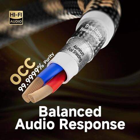 TODN A Pair Balanced XLR Cable for Audiophile, Professional XLR Mic Stereo Audio Cable with O-C-C Core, Dual Shielded for Live Sound/Studio (3ft/1m, 1 Pair) in Kuwait
