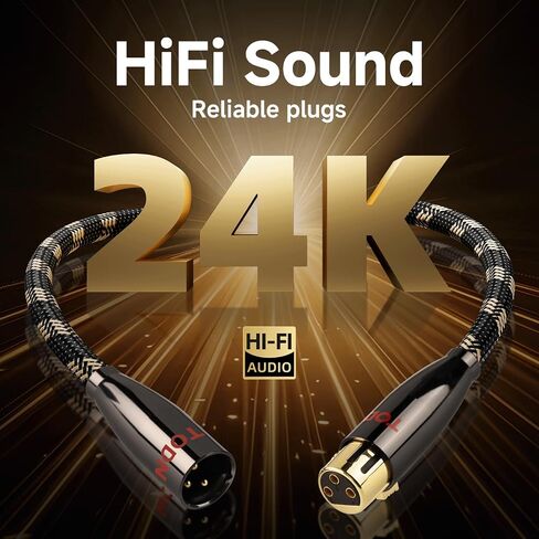 TODN A Pair Balanced XLR Cable for Audiophile, Professional XLR Mic Stereo Audio Cable with O-C-C Core, Dual Shielded for Live Sound/Studio (3ft/1m, 1 Pair) in Kuwait
