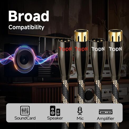 TODN A Pair Balanced XLR Cable for Audiophile, Professional XLR Mic Stereo Audio Cable with O-C-C Core, Dual Shielded for Live Sound/Studio (3ft/1m, 1 Pair) in Kuwait
