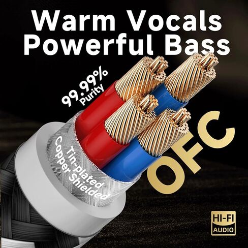 TODN A Pair Balanced XLR Cable for Audiophile, Professional XLR Mic Stereo Audio Cable with O-C-C Core, Dual Shielded for Live Sound/Studio (3ft/1m, 1 Pair) in Kuwait