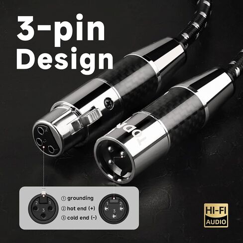 TODN A Pair Balanced XLR Cable for Audiophile, Professional XLR Mic Stereo Audio Cable with O-C-C Core, Dual Shielded for Live Sound/Studio (3ft/1m, 1 Pair) in Kuwait