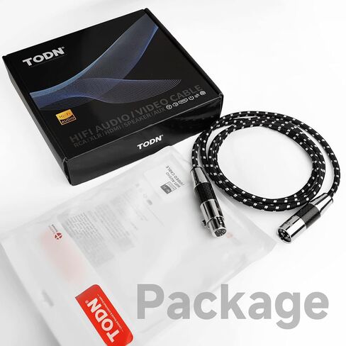 TODN A Pair Balanced XLR Cable for Audiophile, Professional XLR Mic Stereo Audio Cable with O-C-C Core, Dual Shielded for Live Sound/Studio (3ft/1m, 1 Pair) in Kuwait