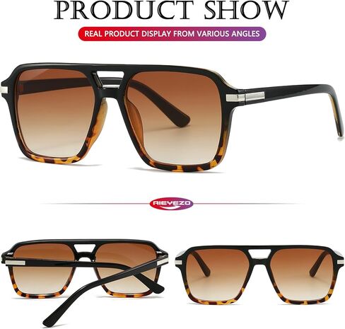 AIEYEZO Square Aviator Sunglasses for Women Men Fashion Retro Square Sun Glasses Classic Aviator Shades in Kuwait