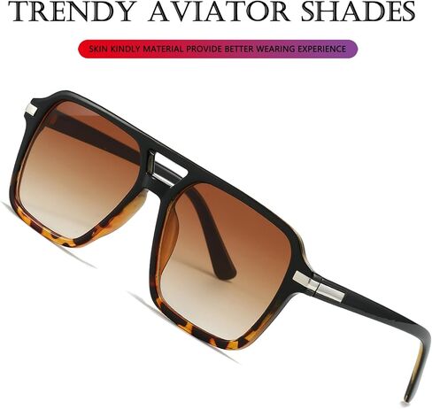AIEYEZO Square Aviator Sunglasses for Women Men Fashion Retro Square Sun Glasses Classic Aviator Shades in Kuwait