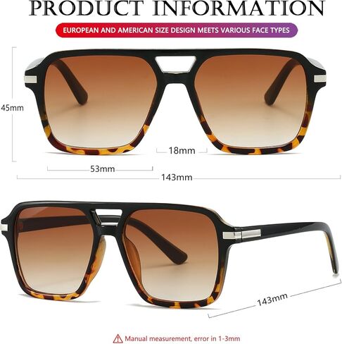 AIEYEZO Square Aviator Sunglasses for Women Men Fashion Retro Square Sun Glasses Classic Aviator Shades in Kuwait