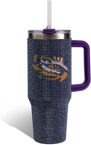 شركة الذاكرة مرخصة رسميًا NCAA 40oz-Rhinestone-embled Day Tumbler ، زجاجة مياه رياضية من الفولاذ المقاوم للصدأ مع الغطاء والقش ، معزول الفراغ ، للمشروبات الساخنة والباردة in Saudi Arabia