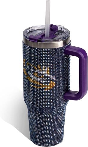 شركة الذاكرة مرخصة رسميًا NCAA 40oz-Rhinestone-embled Day Tumbler ، زجاجة مياه رياضية من الفولاذ المقاوم للصدأ مع الغطاء والقش ، معزول الفراغ ، للمشروبات الساخنة والباردة in Saudi Arabia