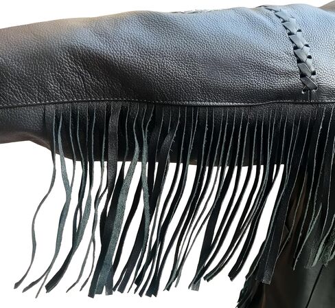Fringe Cowboy Leather Jacket for Men - (Color - Black) in Saudi Arabia