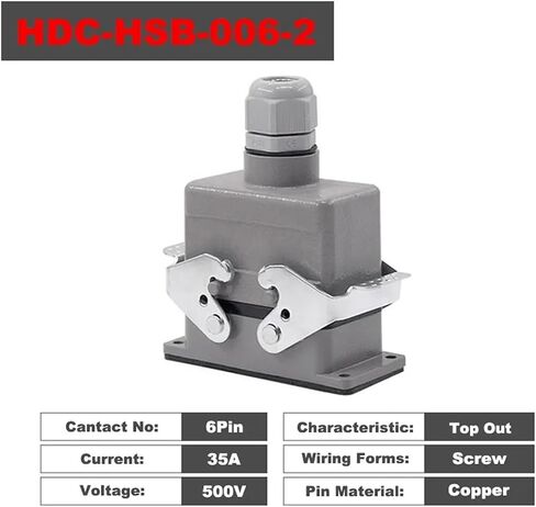 HDC-H-006-1/2/3/4 F/M 6-pin screw connection 35A industrial rectangular connector(HDC-HSB-006-4) in Kuwait