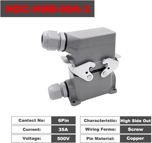 HDC-H-006-1/2/3/4 F/M 6-pin screw connection 35A industrial rectangular connector(HDC-HSB-006-4) in Kuwait