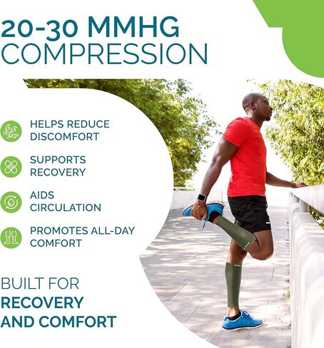 Calf Compression Sleeves For Men And Women - Leg Compression Sleeve - Footless Compression Socks for Runners, Shin Splints, Varicose Vein & Calf Pain Relief - Calf Brace For Running, Cycling, Travel in Saudi Arabia