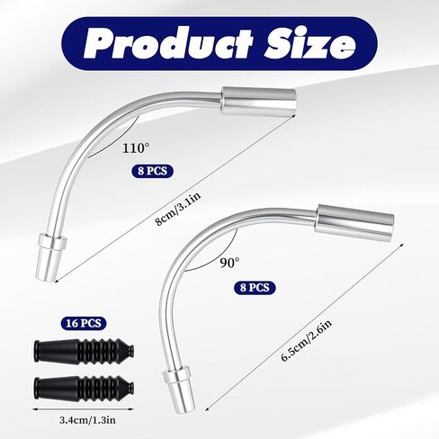 Bike V Brake Noodle Cable Guide Pipe Set, with 16 Pcs Bicycle Brake Cable Guide Pipe and 16 Pcs Rubber Boots for Mountain and Road Bike Accessories (90°and 120°) in Saudi Arabia