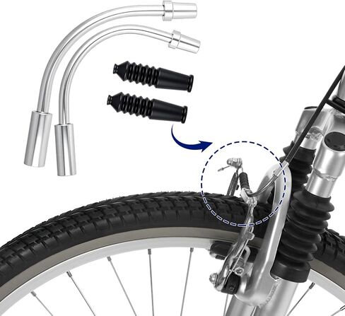 Bike V Brake Noodle Cable Guide Pipe Set, with 16 Pcs Bicycle Brake Cable Guide Pipe and 16 Pcs Rubber Boots for Mountain and Road Bike Accessories (90°and 120°) in Saudi Arabia