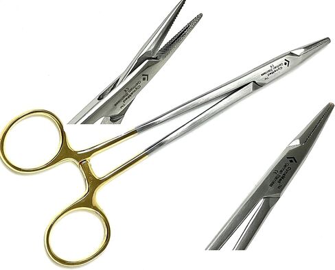 حامل إبرة Mayo Hegar المتميز مقاس 7 بوصات حامل إبرة Mayo Hegar المسنن مقبض ذهبي (Mayo HEGAR 6 "+7") in Kuwait