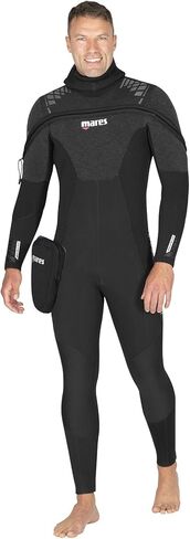 Mares Men's 8mm Pro Therm Full-Body Wetsuit | Front-Zip Semi-Dry Suit with Hood & Pocket | Cold Water Scuba Diving Gear in Saudi Arabia