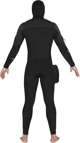Mares Men's 8mm Pro Therm Full-Body Wetsuit | Front-Zip Semi-Dry Suit with Hood & Pocket | Cold Water Scuba Diving Gear in Saudi Arabia