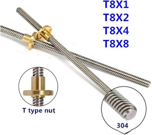 Metal Ball Screw nut THSL-300-8D Trapezoidal Rod T8 Lead Screw Thread 8mm Lead 8mm Length 100mm-500mm with Brass Nut(200mm) in Saudi Arabia
