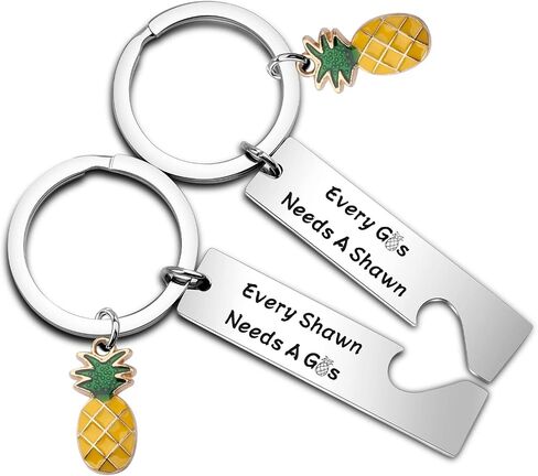 BEKECH Gus And Shawn Gift Every Gus Needs A Shawn Pineapple Charm Keychain Set for TV Serious Lover Psych Fan in Saudi Arabia
