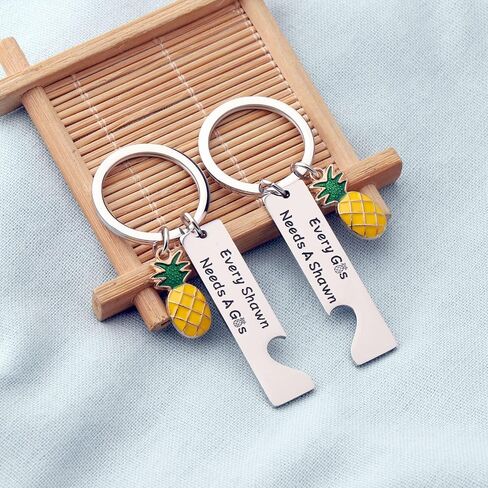 BEKECH Gus And Shawn Gift Every Gus Needs A Shawn Pineapple Charm Keychain Set for TV Serious Lover Psych Fan in Saudi Arabia