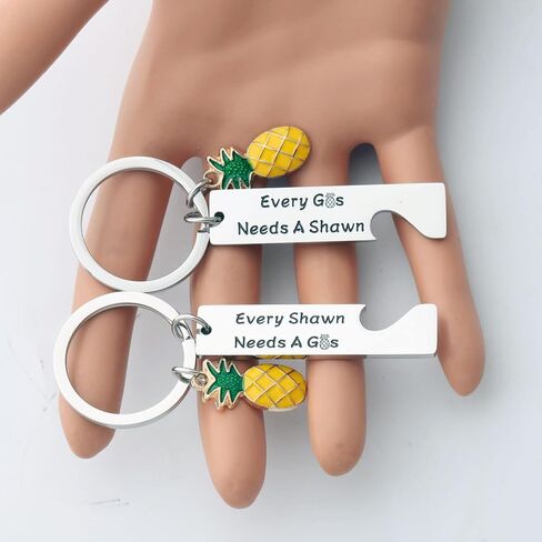 BEKECH Gus And Shawn Gift Every Gus Needs A Shawn Pineapple Charm Keychain Set for TV Serious Lover Psych Fan in Saudi Arabia