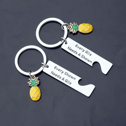 BEKECH Gus And Shawn Gift Every Gus Needs A Shawn Pineapple Charm Keychain Set for TV Serious Lover Psych Fan in Saudi Arabia