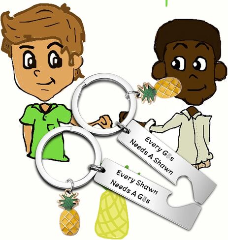BEKECH Gus And Shawn Gift Every Gus Needs A Shawn Pineapple Charm Keychain Set for TV Serious Lover Psych Fan in Saudi Arabia