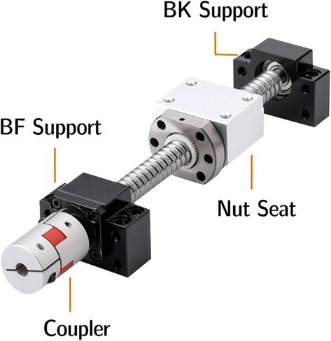 Metal Ball Screw nut SFU1610 Ball Screw Length 150-550mm Screw Nut Holder BK12BF12 Support Seat and Coupling Ball Screw Set(200mm) in Saudi Arabia