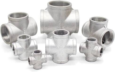 SS304 Four Way Female Thread Plumbing Cross Pipe Tipts SRAIGHT THELLERTALL ADAPTER 1/4 "1/2" 3/4 "1" 1-1/4 "1-1/2" (DN50 2INCH 709G) in Saudi Arabia
