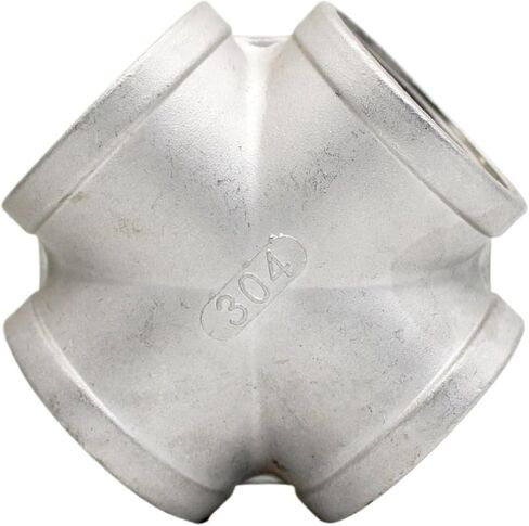 SS304 Four Way Female Thread Plumbing Cross Pipe Tipts SRAIGHT THELLERTALL ADAPTER 1/4 "1/2" 3/4 "1" 1-1/4 "1-1/2" (DN50 2INCH 709G) in Saudi Arabia