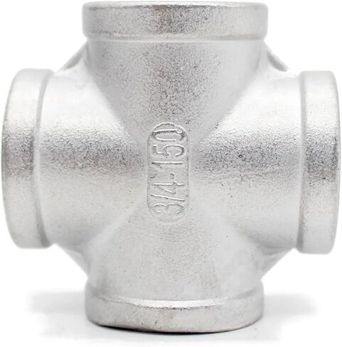 SS304 Four Way Female Thread Plumbing Cross Pipe Tipts SRAIGHT THELLERTALL ADAPTER 1/4 "1/2" 3/4 "1" 1-1/4 "1-1/2" (DN50 2INCH 709G) in Saudi Arabia