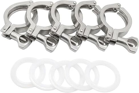 1/2 " - 4" TRI Clamp 25.4 50.5/64/77.5/91 106 119 مم طائرة OD SS304 من الفولاذ المقاوم للصدأ ثلاثي الالتصاق لخمر المنزل (5 قطعة ، 51 ملم فيرول 64_SS304) in Kuwait
