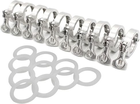 1/2 " - 4" TRI Clamp 25.4 50.5/64/77.5/91 106 119 مم طائرة OD SS304 من الفولاذ المقاوم للصدأ ثلاثي الالتصاق لخمر المنزل (5 قطعة ، 51 ملم فيرول 64_SS304) in Kuwait
