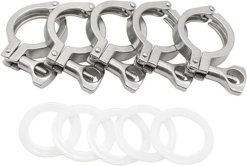 1/2 " - 4" TRI Clamp 25.4 50.5/64/77.5/91 106 119 مم طائرة OD SS304 من الفولاذ المقاوم للصدأ ثلاثي الالتصاق لخمر المنزل (5 قطعة ، 51 ملم فيرول 64_SS304) in Saudi Arabia