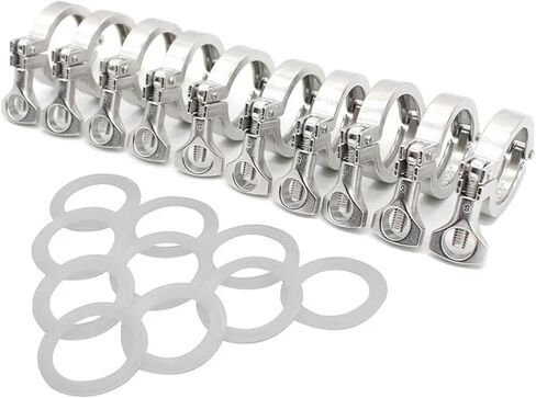 1/2 " - 4" TRI Clamp 25.4 50.5/64/77.5/91 106 119 مم طائرة OD SS304 من الفولاذ المقاوم للصدأ ثلاثي الالتصاق لخمر المنزل (5 قطعة ، 51 ملم فيرول 64_SS304) in Saudi Arabia