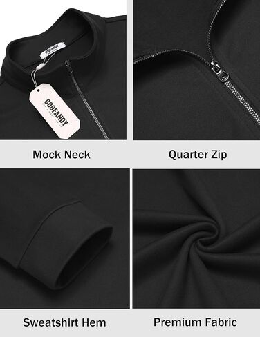 COOFANDY Men's Quarter Zip Pullover Mock Neck Quilted Sweatshirt Fleece Lightweight Casual Zipper Golf Shirts in Saudi Arabia