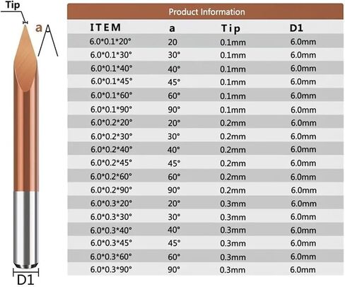 3 حافة البت 3D قاطع الطحن 4/6MM شانك المغلفة V بت Carbide End Mill CNC بت بتات الخشب 1PCs (4x0.2x90) in Saudi Arabia