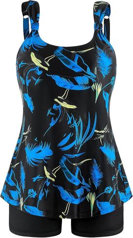 Ocean Blues Women's Tankini Swimsuits من قطعتين للاستحمام بدلات السباحة فضفاضة قمة دبابة مع Boyshorts in Saudi Arabia