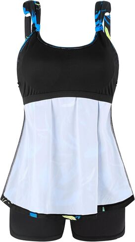 Ocean Blues Women's Tankini Swimsuits من قطعتين للاستحمام بدلات السباحة فضفاضة قمة دبابة مع Boyshorts in Saudi Arabia