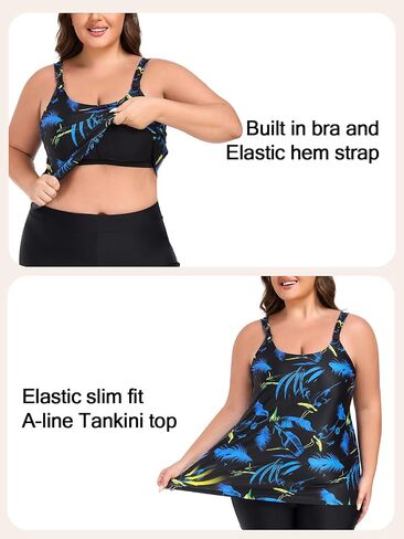 Ocean Blues Women's Tankini Swimsuits من قطعتين للاستحمام بدلات السباحة فضفاضة قمة دبابة مع Boyshorts in Saudi Arabia