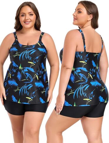 Ocean Blues Women's Tankini Swimsuits من قطعتين للاستحمام بدلات السباحة فضفاضة قمة دبابة مع Boyshorts in Saudi Arabia