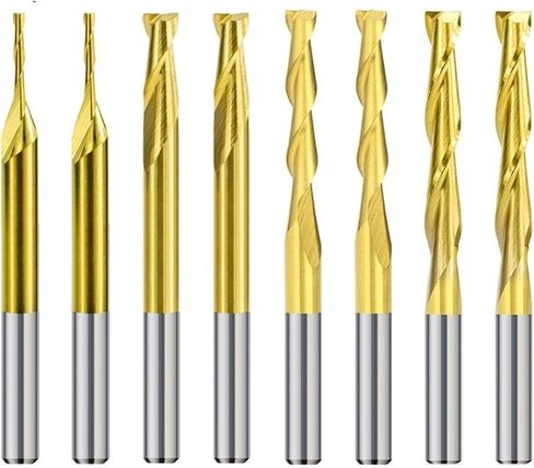 2 Flute Milling Cutter 10pcs TiN Coated 1-3.175mm CNC Router Bits Flat Wood Engraving Bit Tungsten Carbide End Mill 1Pcs(3.175x3.175x17mm) in Saudi Arabia