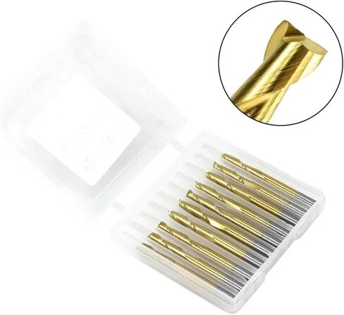 2 Flute Milling Cutter 10pcs TiN Coated 1-3.175mm CNC Router Bits Flat Wood Engraving Bit Tungsten Carbide End Mill 1Pcs(3.175x3.175x17mm) in Saudi Arabia
