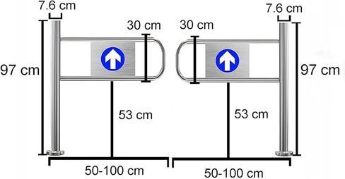 Stainless Steel Safety Swing Gate 90° - One-Way Design for Supermarkets, Factories & Parks - Durable Entrance Barrier (100×97 cm) in Kuwait