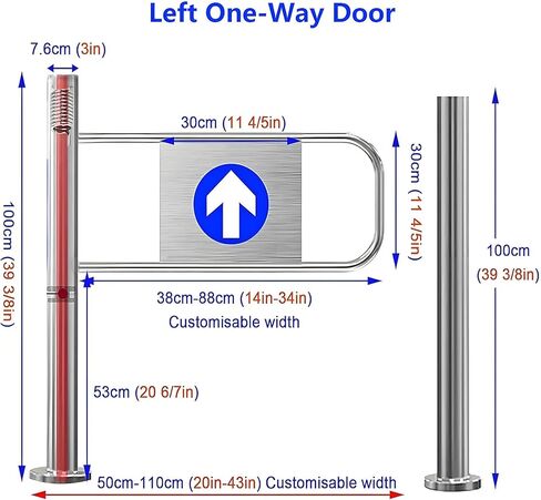 Spring-Loaded Safety Swing Gate, 1-Way Automatic Closing Door for Supermarket & Warehouse, Pedestrian Safety Entrance Gate - Right Opening, 100x100cm in Kuwait