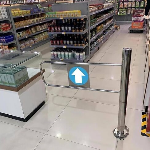 Spring-Loaded Safety Swing Gate for Supermarkets, Self-Closing Stainless Steel Access Door, 75x100cm Safety Fence Gate for Store/Library Entrance in Kuwait