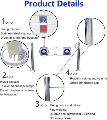Spring-Loaded Safety Swing Gate for Supermarkets, Self-Closing Stainless Steel Access Door, 75x100cm Safety Fence Gate for Store/Library Entrance in Kuwait