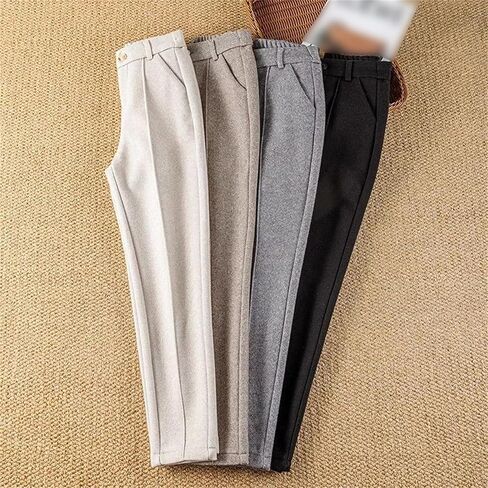 Women Wool Thick Pants Fall Winter High Waist Fleece Pant Slim Fit Warm Casual Pencil Trousers in Saudi Arabia